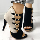Shiningmiss Hollow Out Buckled High Heels