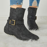 Shiningmiss Women's Winter Warm Zipper Flat Snow Boots