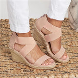 Shiningmiss Summer Round Toe High Heel Wedge Casual Ladies Sandals