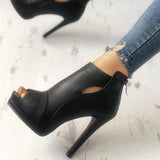 Shiningmiss Fashion Peep Toe Cutout Thin Heels Sandals