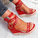 Shiningmiss Daily Numy Wedge Rock Studs Sandals