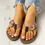 Shiningmiss Flower Design Flat Sandals