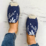 Shiningmiss Fashion Embroidered Espadrille Flat Slippers