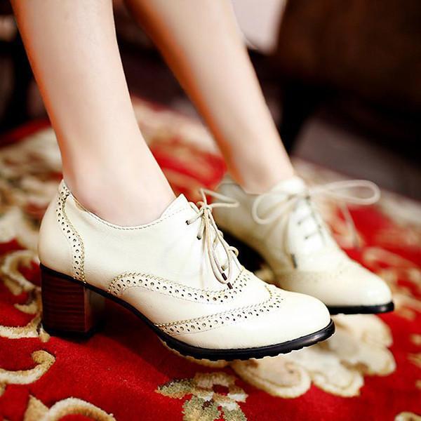 Shiningmiss British Style Carved Classy Lace Up Oxford Shoes