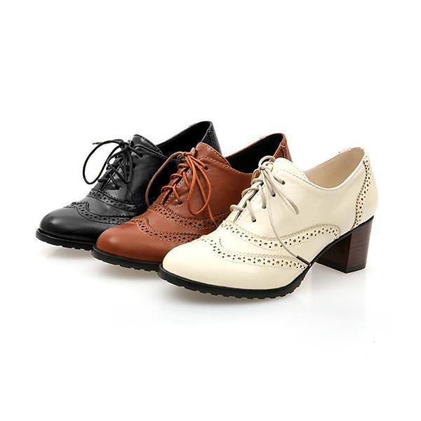 Shiningmiss British Style Carved Classy Lace Up Oxford Shoes
