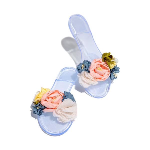 Shiningmiss Multi-Color Floral Clear Jelly Sandals