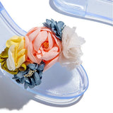 Shiningmiss Multi-Color Floral Clear Jelly Sandals