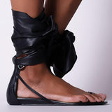 Shiningmiss Women Gladiator Thong Summer Ankle Wrap Flat Sandals