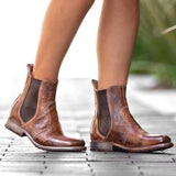 Shiningmiss Women's Vintage Ankle Slip-on Short Boots
