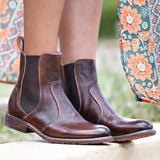 Shiningmiss Women's Vintage Ankle Slip-on Short Boots