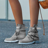 Shiningmiss Buckle Casual Round Toe Chic Boots