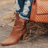 Shiningmiss Autumn Solid Point Toe Zipper Boots