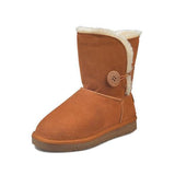 Shiningmiss Button Faux Fur Lined Snow Boots