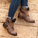 Shiningmiss Brown Flat Heel Spring/Fall Boots