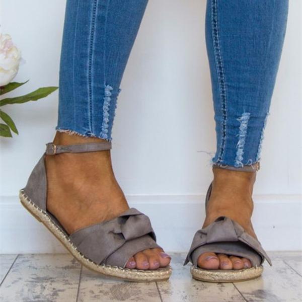 Shiningmiss  Cute Knot Espadrille Flats Sandals