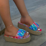 Shiningmiss Scrunched Straps Slip-On Espadrille Platform Sandals