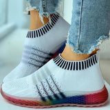 Shiningmiss Colored Bottom Striped Breathable Casual Sneakers