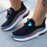 Shiningmiss Lace-Up Round Toe Low-Cut Upper Color Block Sneakers