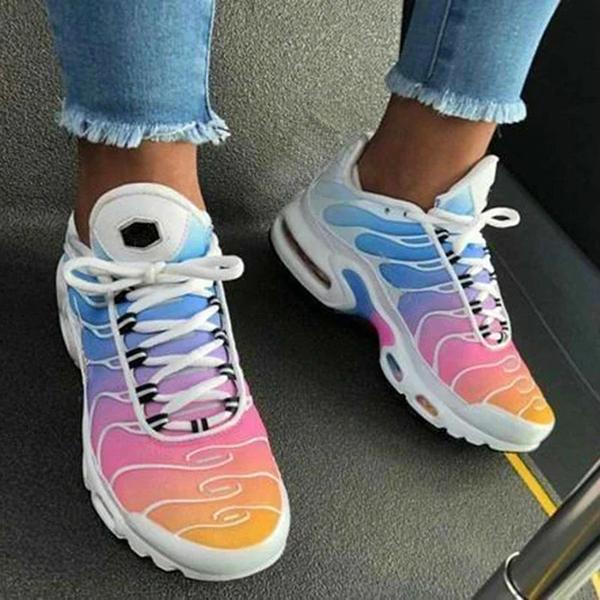 Shiningmiss Lace-Up Low-Cut Upper Round Toe Gradient Sneakers