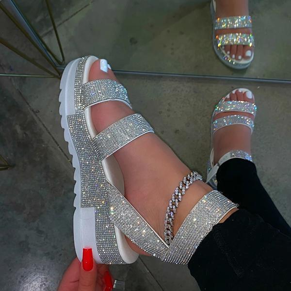 Shiningmiss Bright Diamond Sexy Platform Sandals