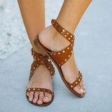Shiningmiss Studded Faux Leather Sandals