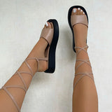 Shiningmiss Sexy Lace-Up Flatform Sandals