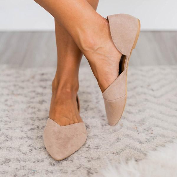 Shiningmiss Adorable Pointed Closed Toe Suede Flats