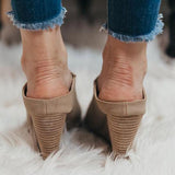 Shiningmiss Open Toe Slip On Stacked Wedge Sandals