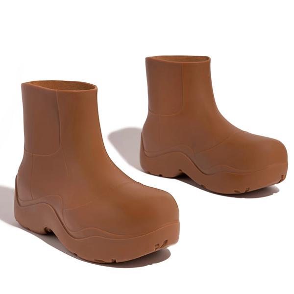 Shiningmiss Pull-On Closed Rounded Toe Seamless Full Rubber Rain Boots