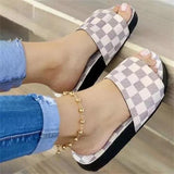 Shiningmiss Women Fashion Plaid Comfortable Casual Open Toe Sandals