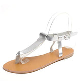 Shiningmiss Adjustable Buckle T-Strap Flat Sandals