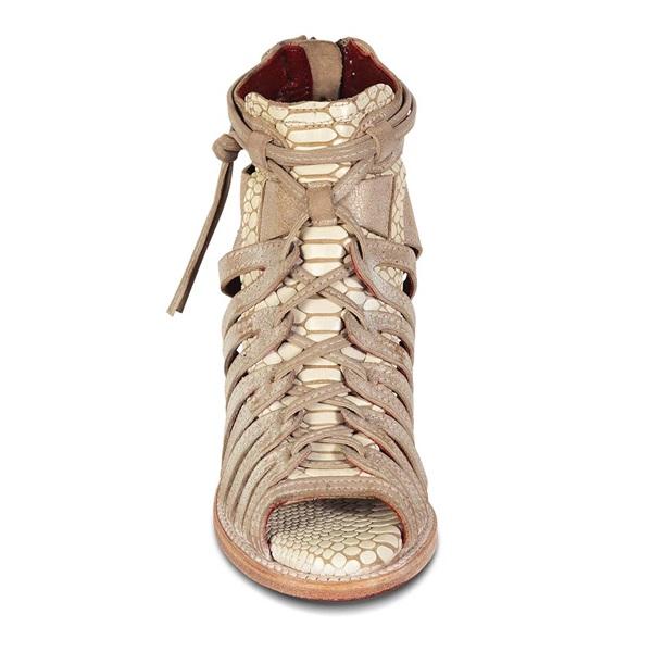 Shiningmiss Ornate Exposed Sides Criss-Crossing Leather Lacing Zip Sandals