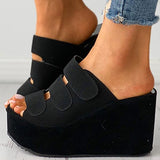 Shiningmiss Velcro Peep Toe Wedge Platfrom Sandals