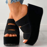 Shiningmiss Velcro Peep Toe Wedge Platfrom Sandals
