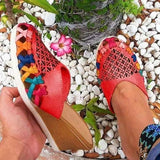 Shiningmiss Fashion Handmade Colorful Woven Wedge Sandals