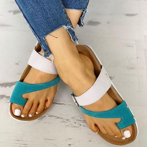 Shiningmiss Fashion Color Block Footbed Sandals