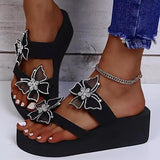 Shiningmiss Fashion Pu Butterfly Adornment Wedge Heel Sandals