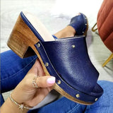 Shiningmiss Comfortable Open-Toed Thick Heel Clog Sandals