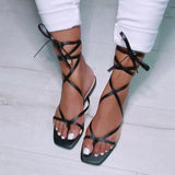 Shiningmiss Fashion Ankle Lace-Up Thong Sandals