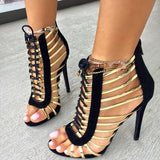 Shiningmiss Fashion Open Toe Lace-Up Stiletto Heels