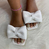 Shiningmiss Cute Causal Bow Slip-On Slippers