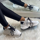 Shiningmiss Lace-Up Breathable Platform Sneakers