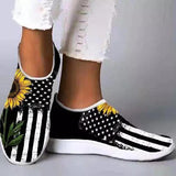 Shiningmiss Women Casual Athletic Mesh Cloth Print Light Weight Slip On Sneakers