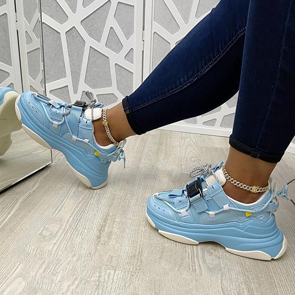 Shiningmiss Fashion Lace Up Chunky Sole Sneakers
