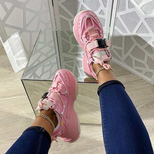 Shiningmiss Fashion Lace Up Chunky Sole Sneakers