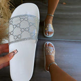 Shiningmiss Casual Glitter Clear Strap Slip-On Sandals