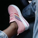 Shiningmiss Fashion Flyknit Fabric Color-Blocking Sneakers