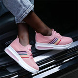 Shiningmiss Fashion Flyknit Fabric Color-Blocking Sneakers