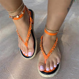 Shiningmiss Quilted Footbed Chain Strap Sandals
