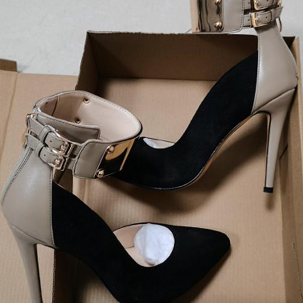 Shiningmiss Pointed Toe Ankle Strap Stiletto Heels